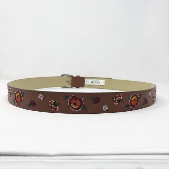 Time and Tru Brown Floral Embroidered Vegan Leather Belt Boho Women's Plus Sz 2X - Picture 7 of 12